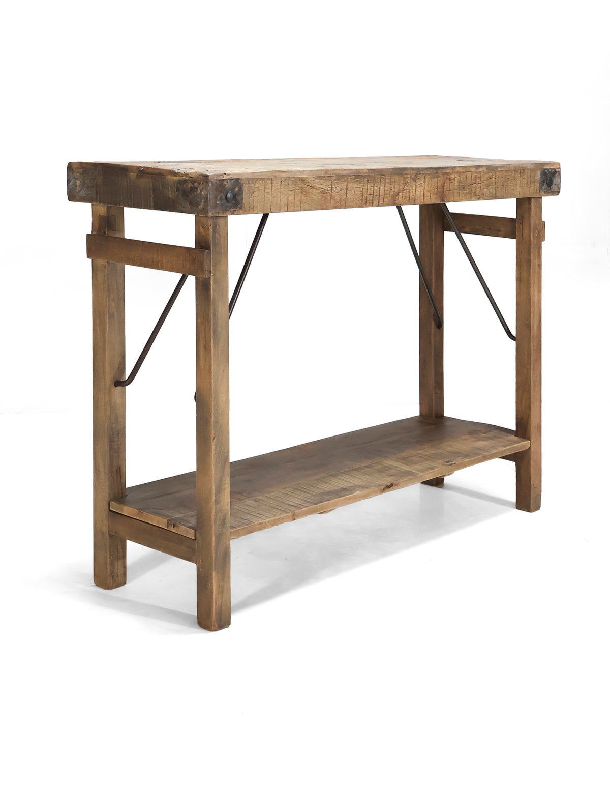 RECYCLED: Rustic Console Table with Shelf in Reclaimed Wood