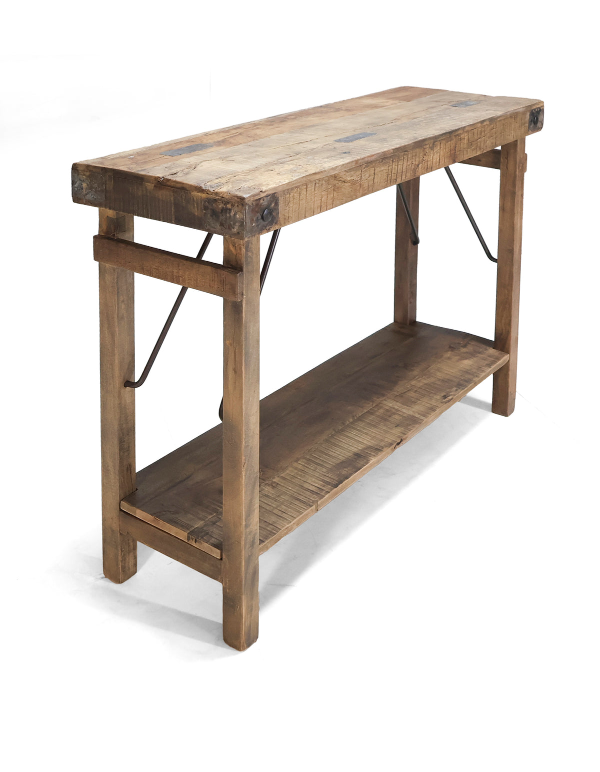 RECYCLED: Rustic Console Table with Shelf in Reclaimed Wood