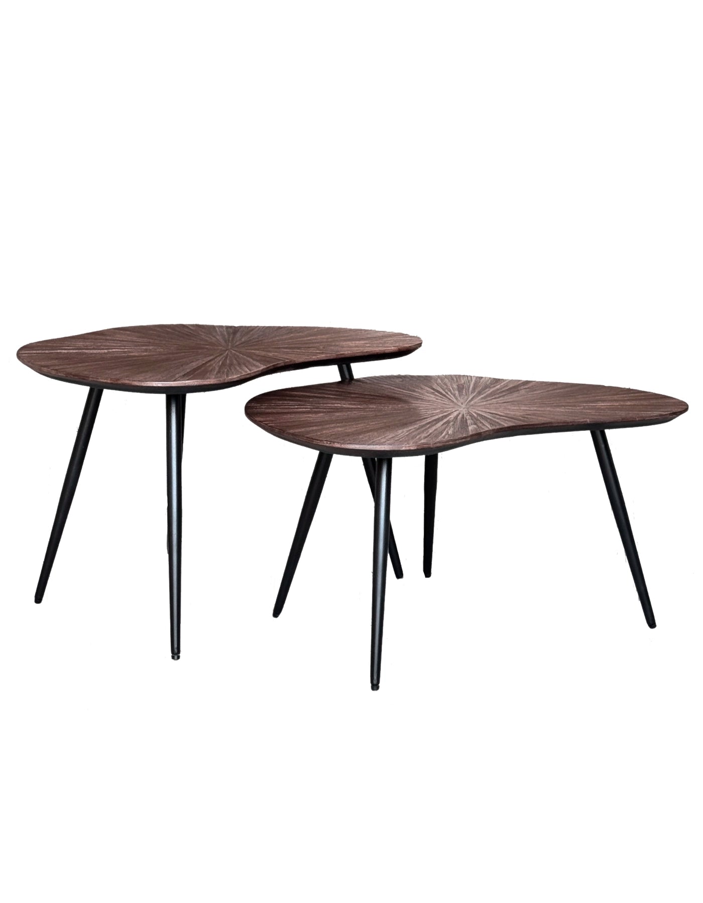 RECYCLED: SET OF TWO TABLES MADE OF RECYCLED TEAK WOOD
