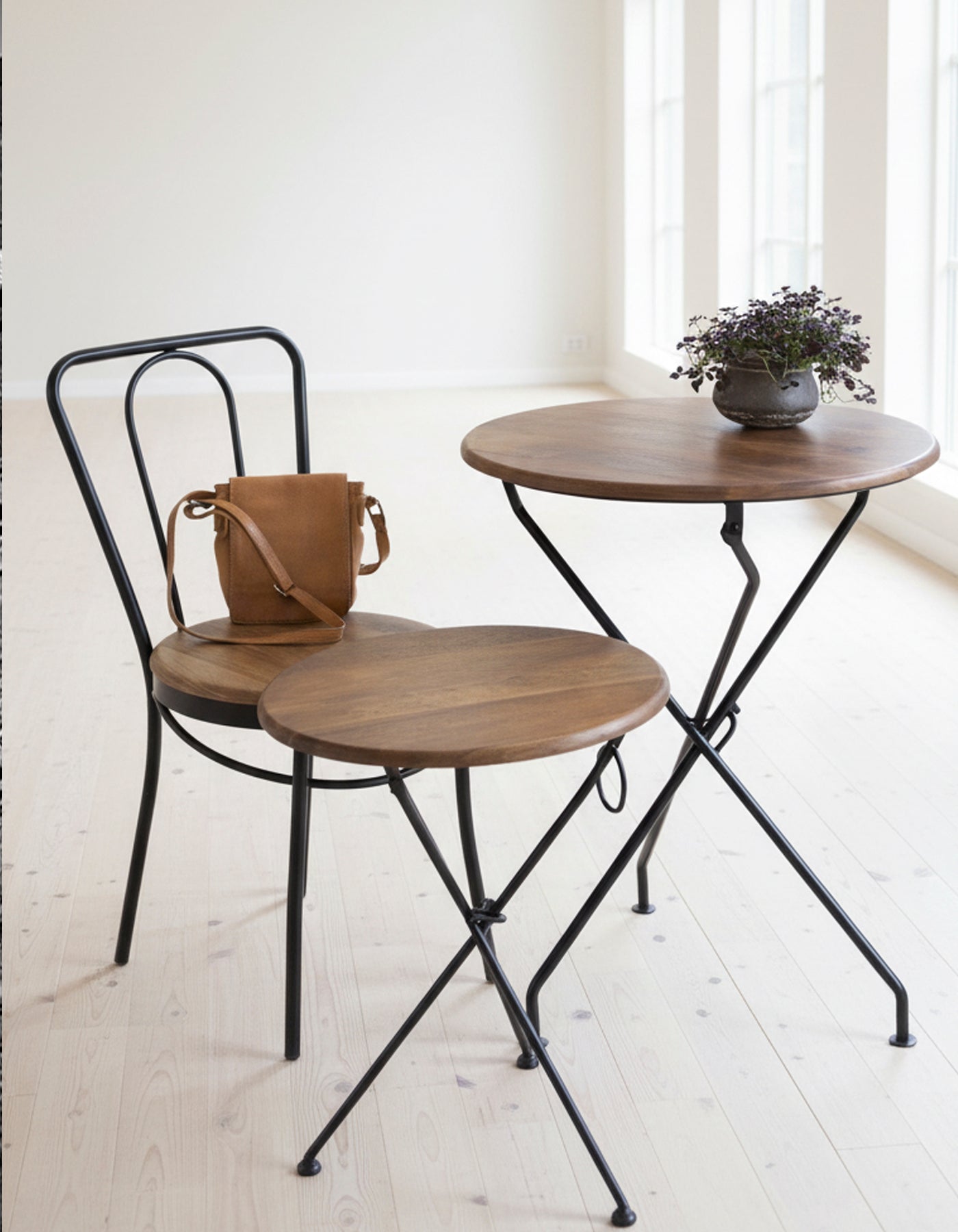 Folding Table with Wooden Top
