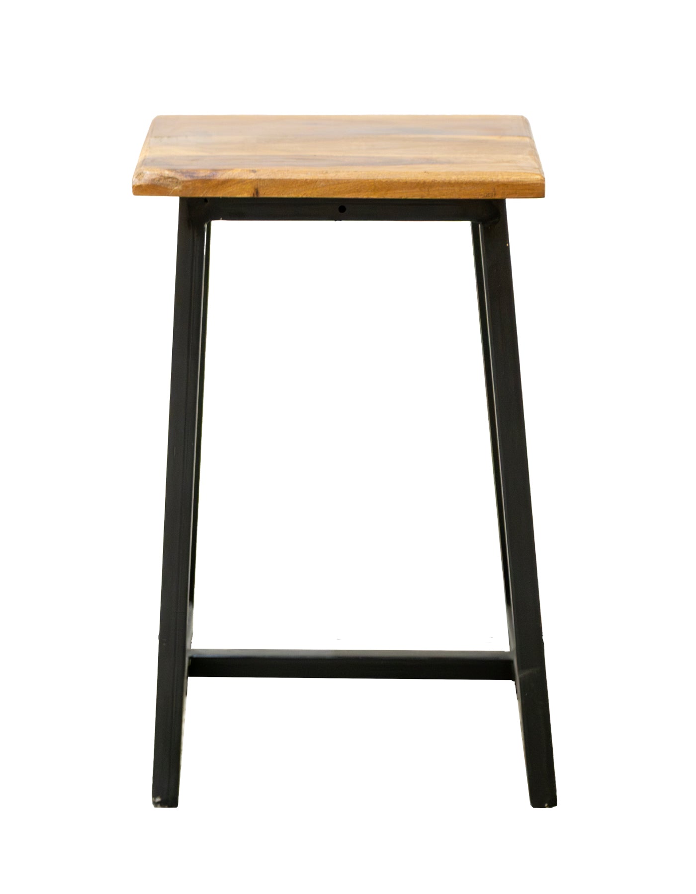 RECYCLED: WOOD AND IRON STOOL - Industrial Style with a Raw Edge