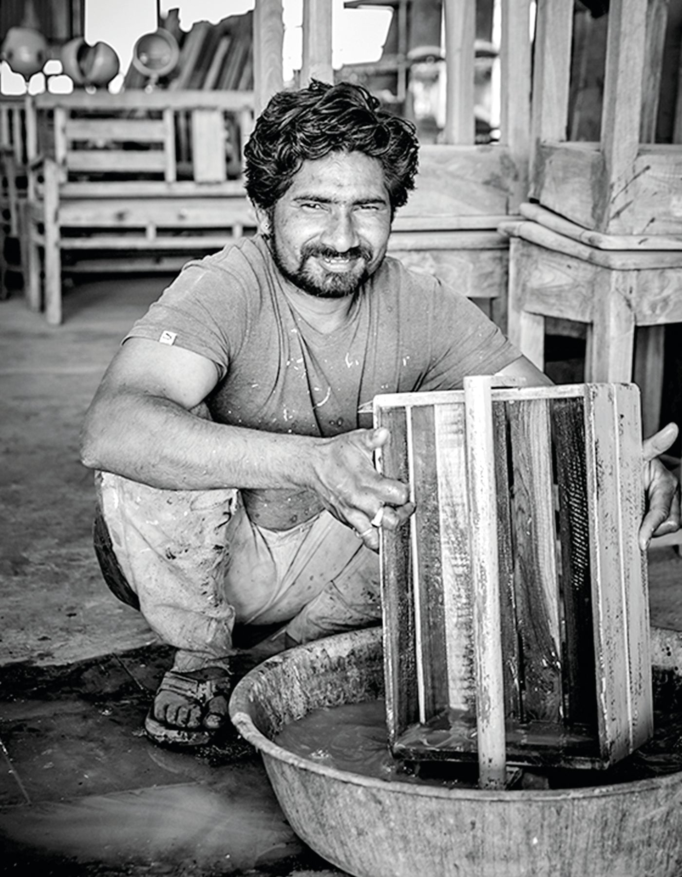 RECYCLED: Set of Wooden Crates Made from Recycled Wood, Black