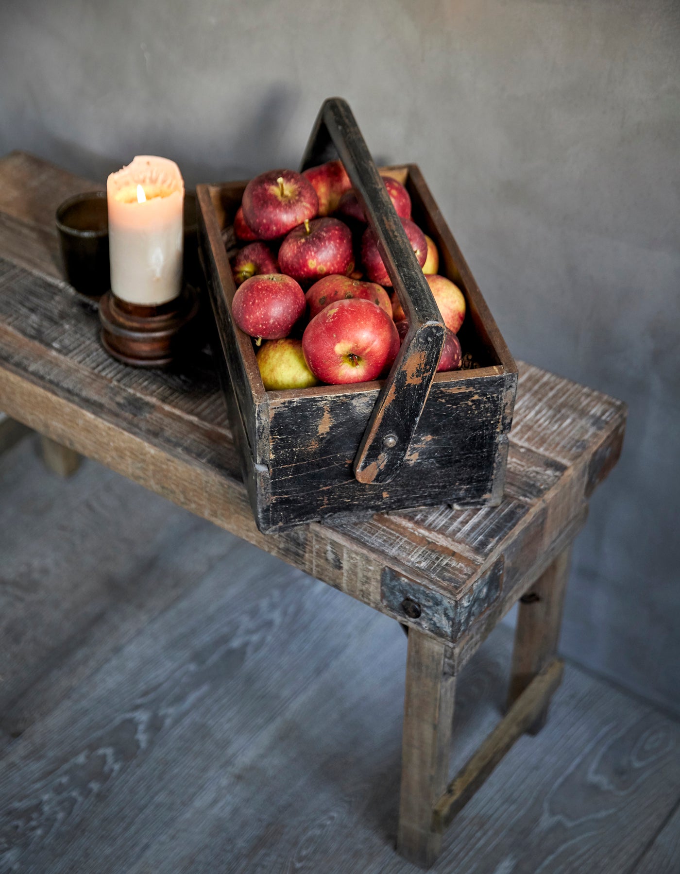 WOODEN BOXES MADE FROM RECYCLED WOOD, BLACK, SET OF TWO