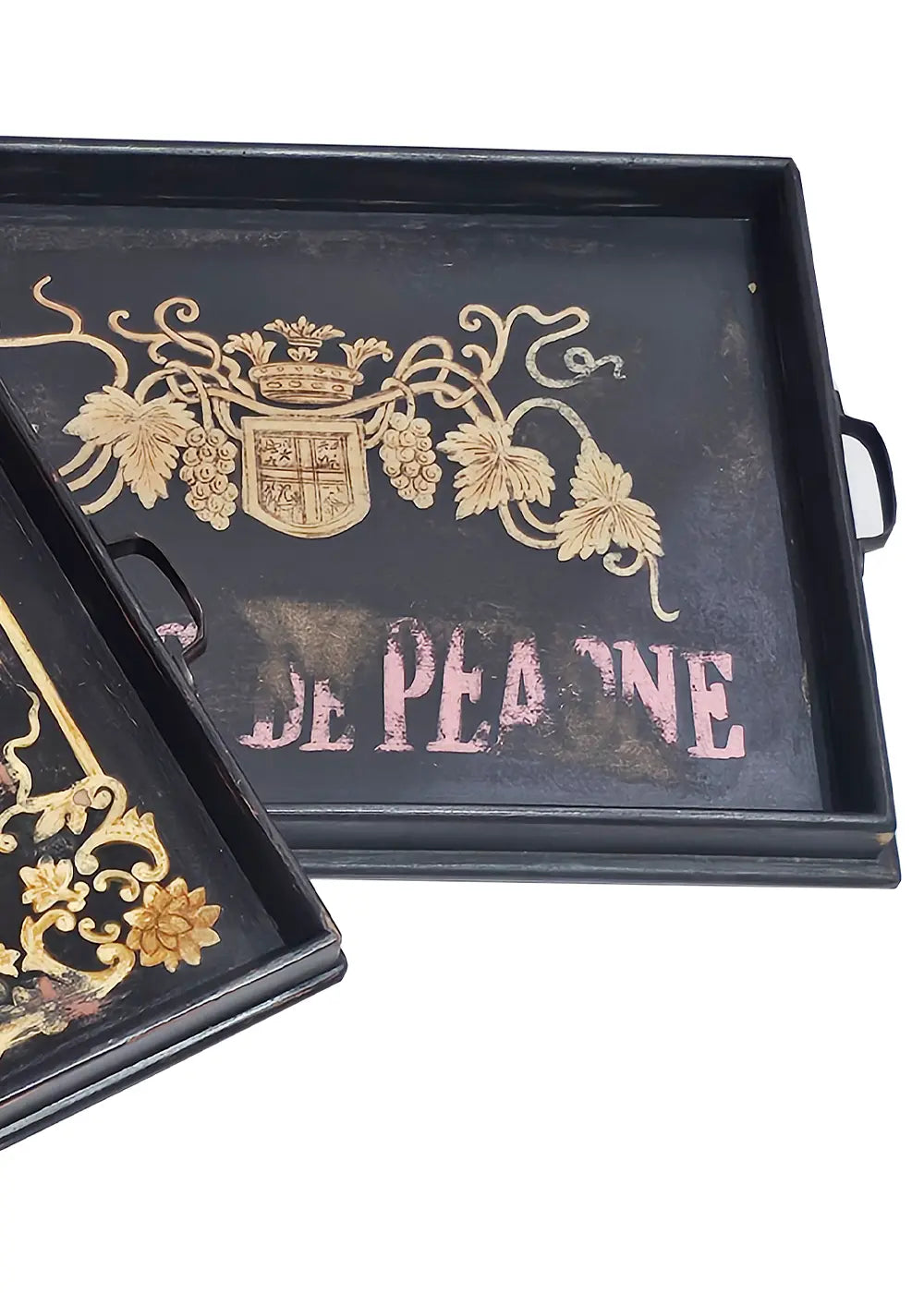 RECYCLED: Træbakke med Print – Vintage Bakke med Fransk Charme