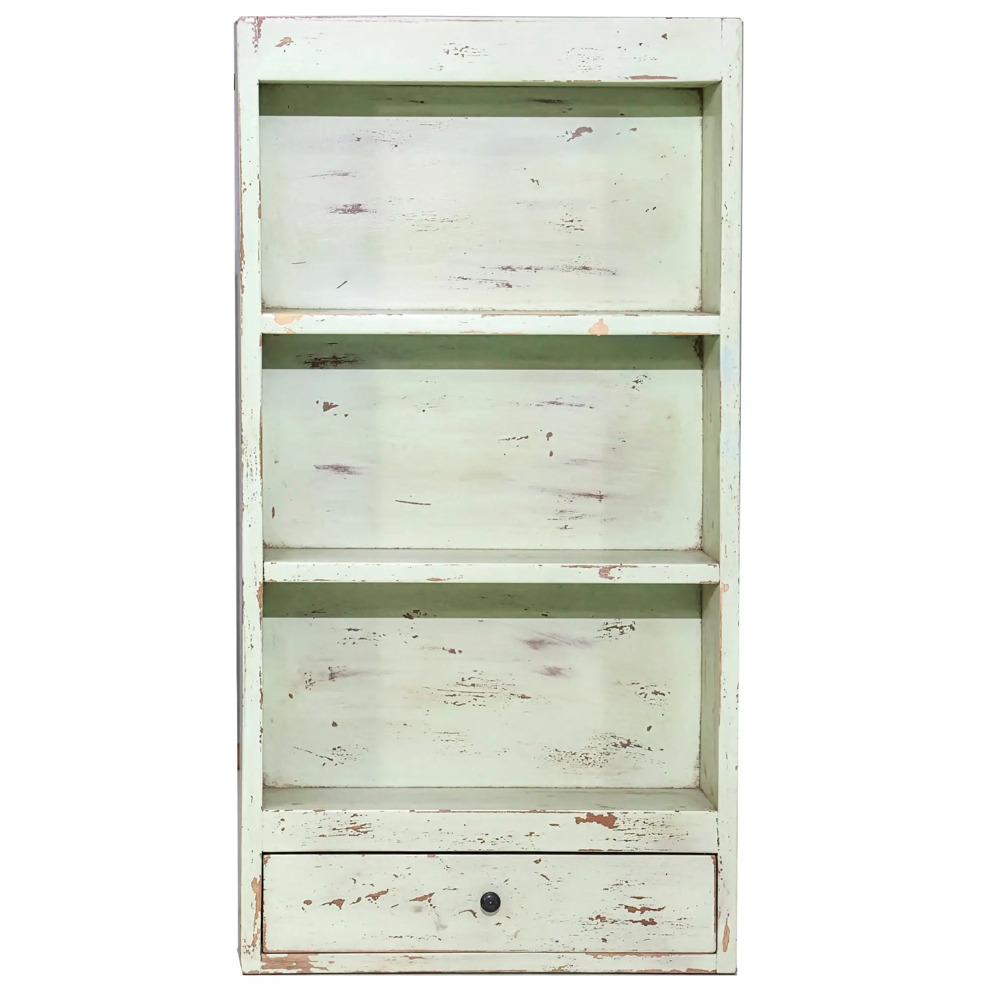 RECYCLED: Wall Rack with Drawer in Recycled Wood, Green