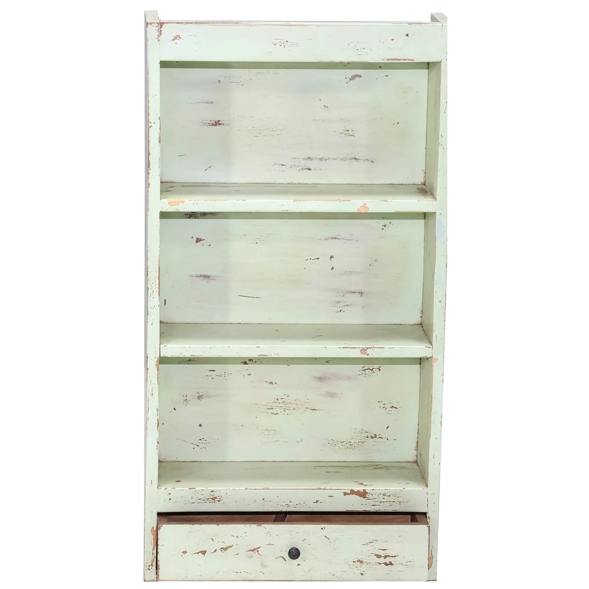 RECYCLED: Wall Rack with Drawer in Recycled Wood, Green