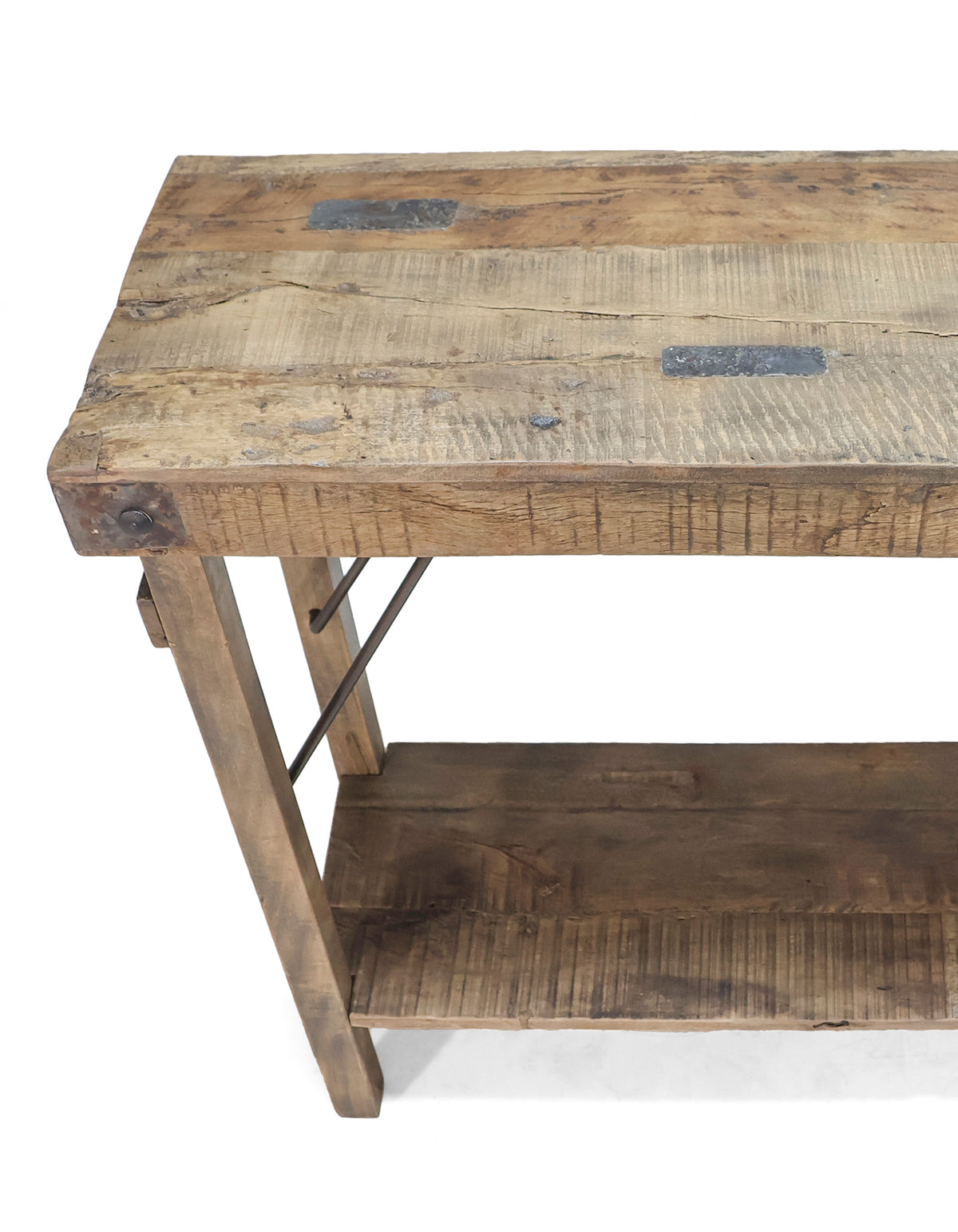 RECYCLED: Rustic Console Table with Shelf in Reclaimed Wood