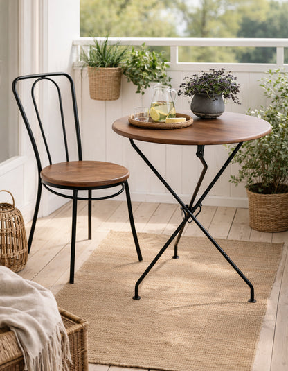 FOLDING TABLE WITH WOODEN TOP