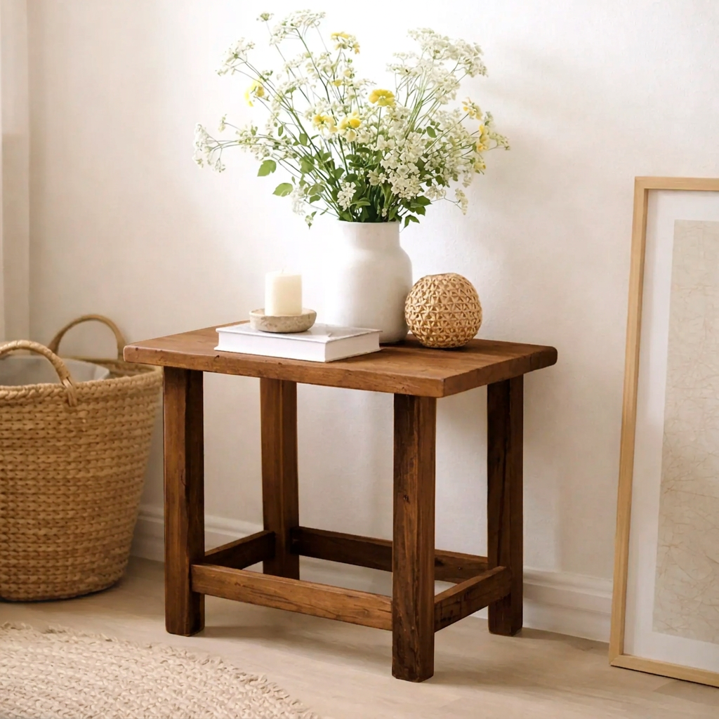 RECYCLED: RUSTIC STOOL MADE FROM RECYCLED WOOD