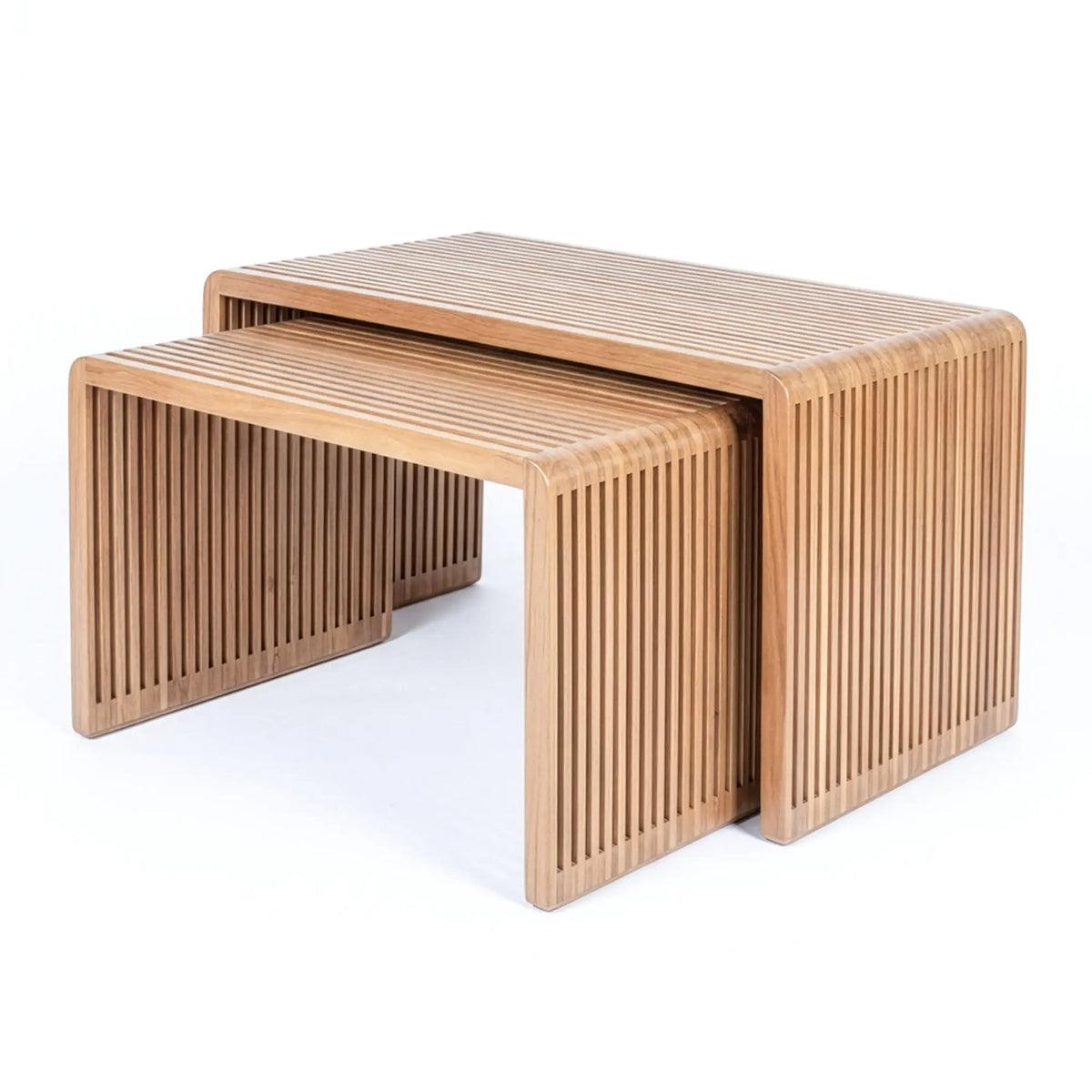 RECYCLED: SET OF 2 BENCHES IN RECYCLED TEAK WOOD