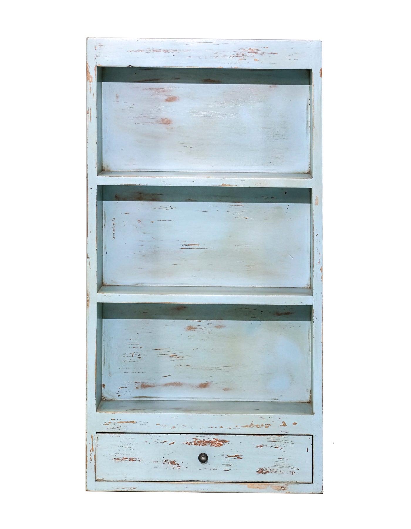 RECYCLED: Wall Rack with Drawer in Recycled Wood, Blue