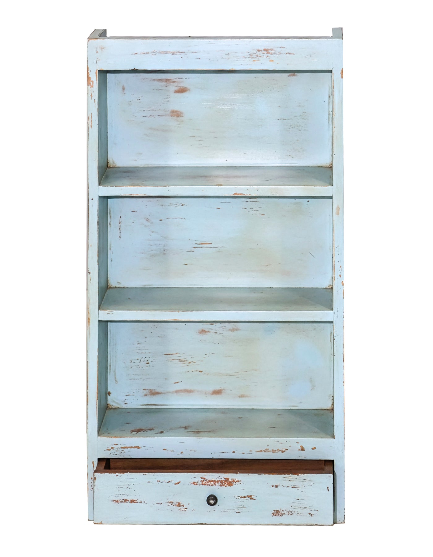 RECYCLED: Wall Rack with Drawer in Recycled Wood, Blue