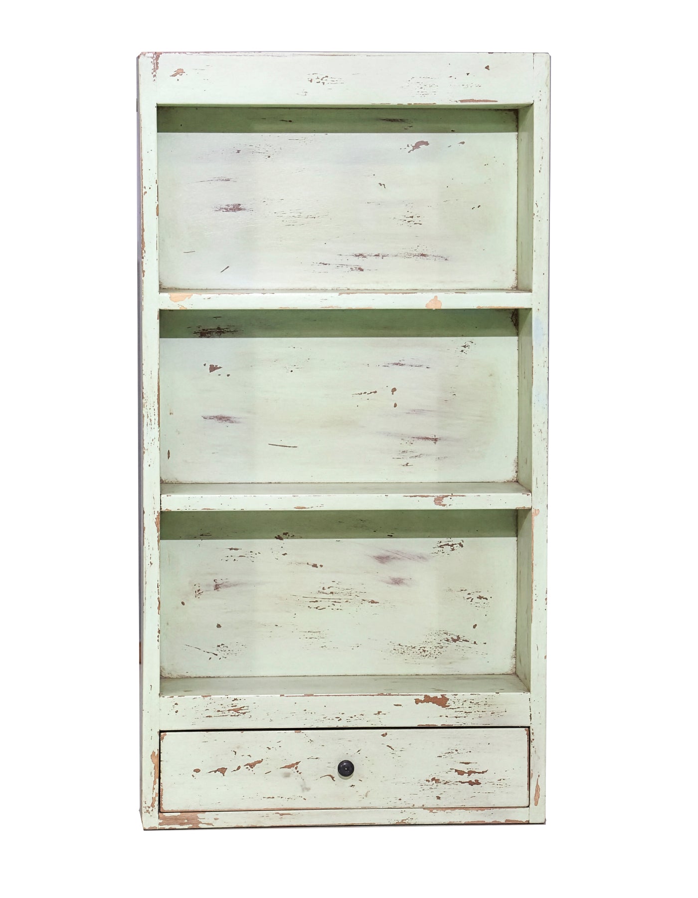 RECYCLED: Wall Rack with Drawer in Recycled Wood, Green 