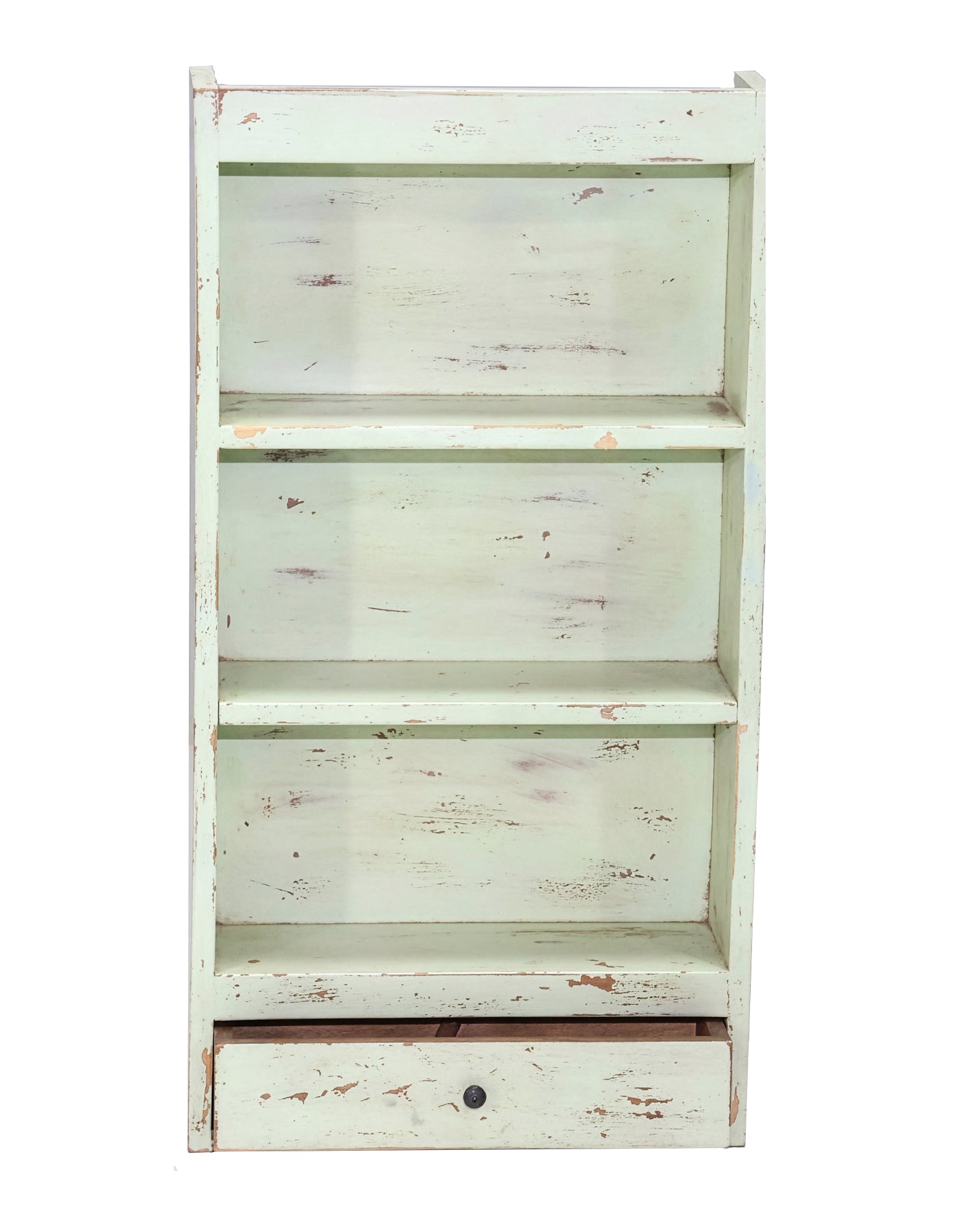 RECYCLED: Wall Rack with Drawer in Recycled Wood, Green 