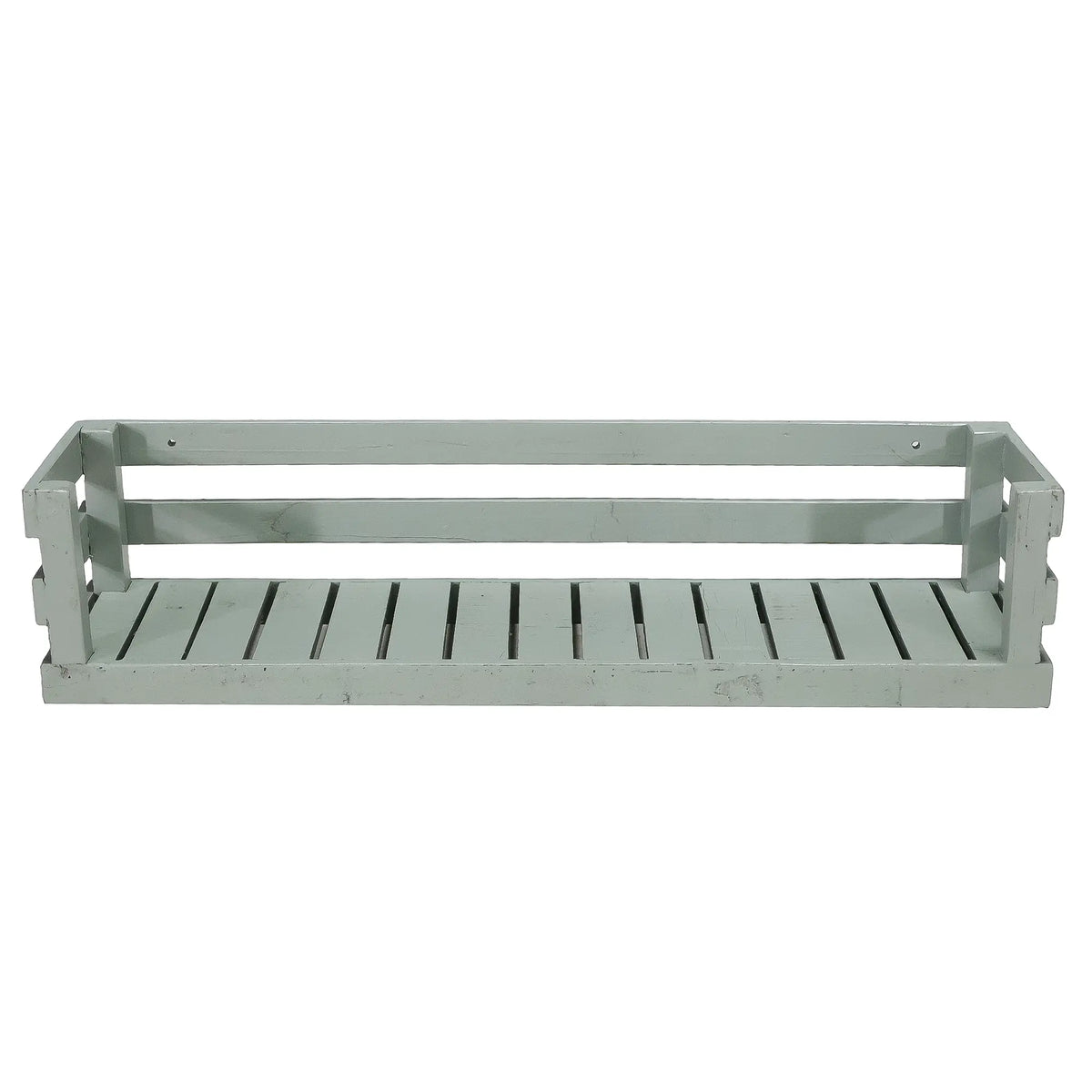 Wall shelf in recycled wood with open front - Green vintage finish | Recycled Collection
