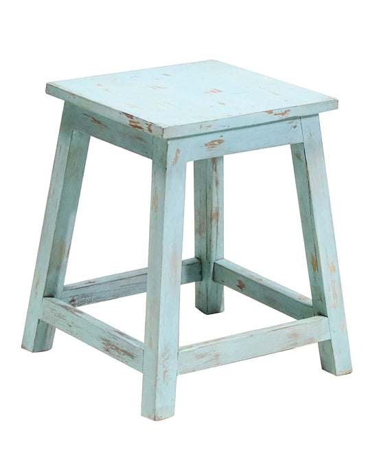 RECYCLED: Wooden Stool, Vintage Blue