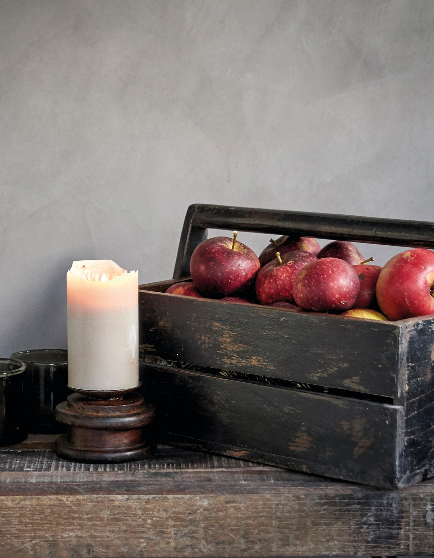 WOODEN BOXES MADE FROM RECYCLED WOOD, BLACK, SET OF TWO