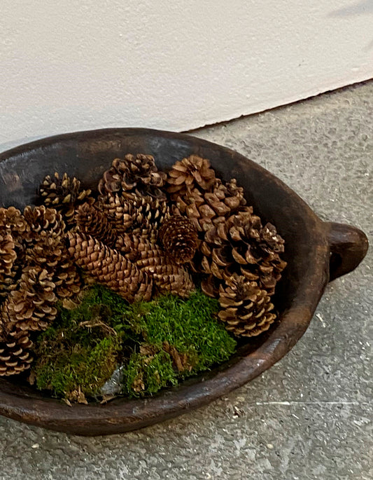 ORIGINAL: Large Wooden Bowl – Hand-Carved Vintage Tray with Soul