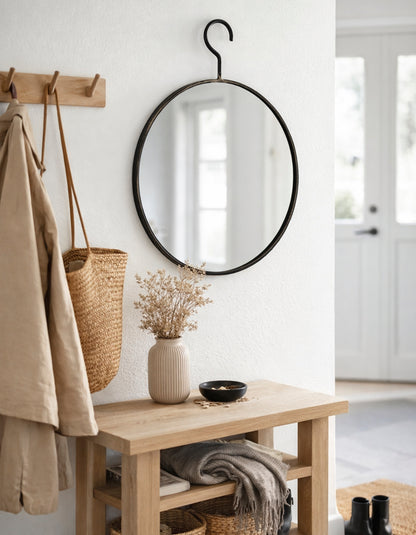 Rundt Spejl i Industriel Stil