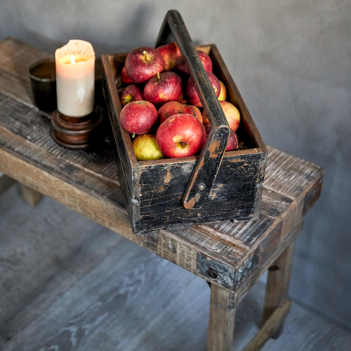 RECYCLED: BENCH MADE OF RECYCLED WOOD, NORDIC RUSTIC