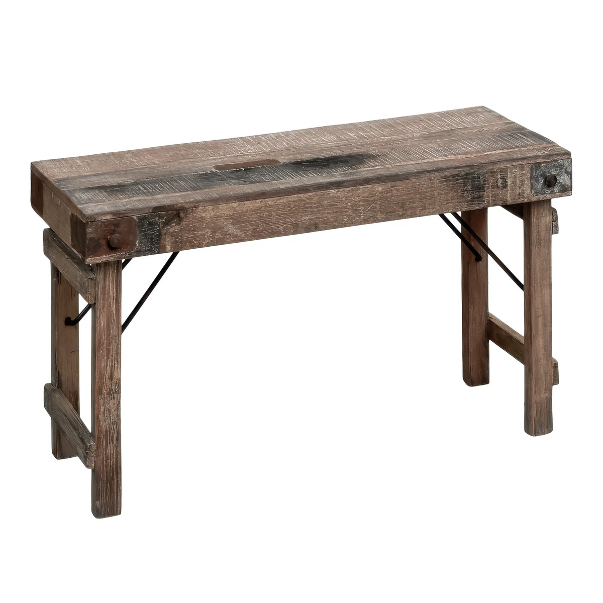 RECYCLED: BENCH MADE OF RECYCLED WOOD, NORDIC RUSTIC