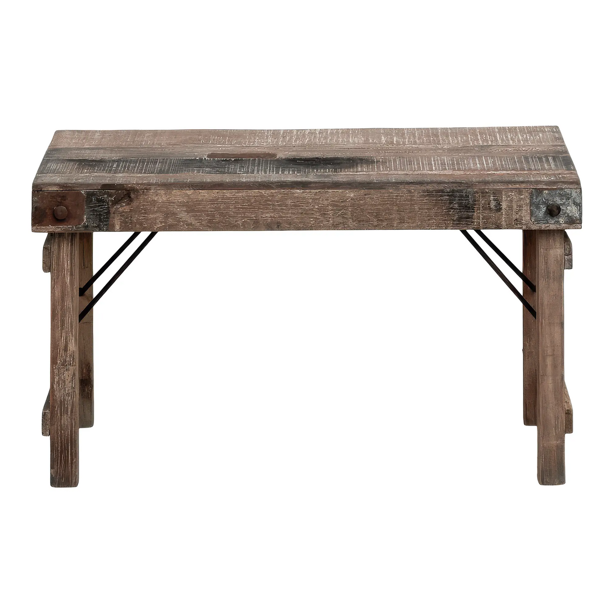 RECYCLED: BENCH MADE OF RECYCLED WOOD, NORDIC RUSTIC