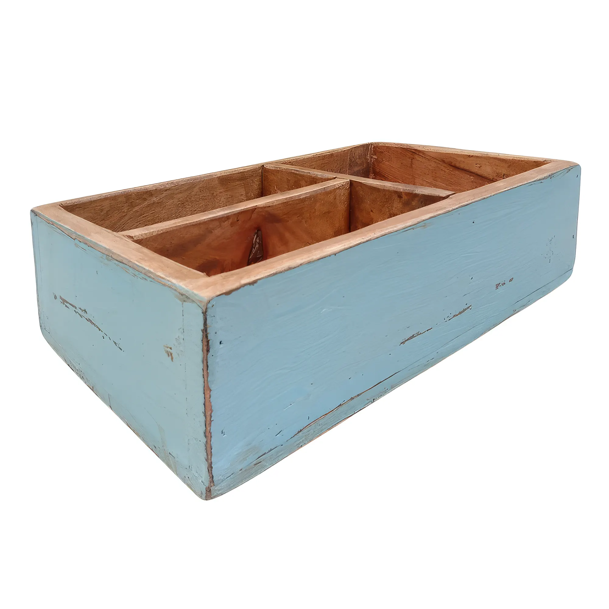 RECYCLED: Blue Wooden Tray Crafted of Reclaimed Wood