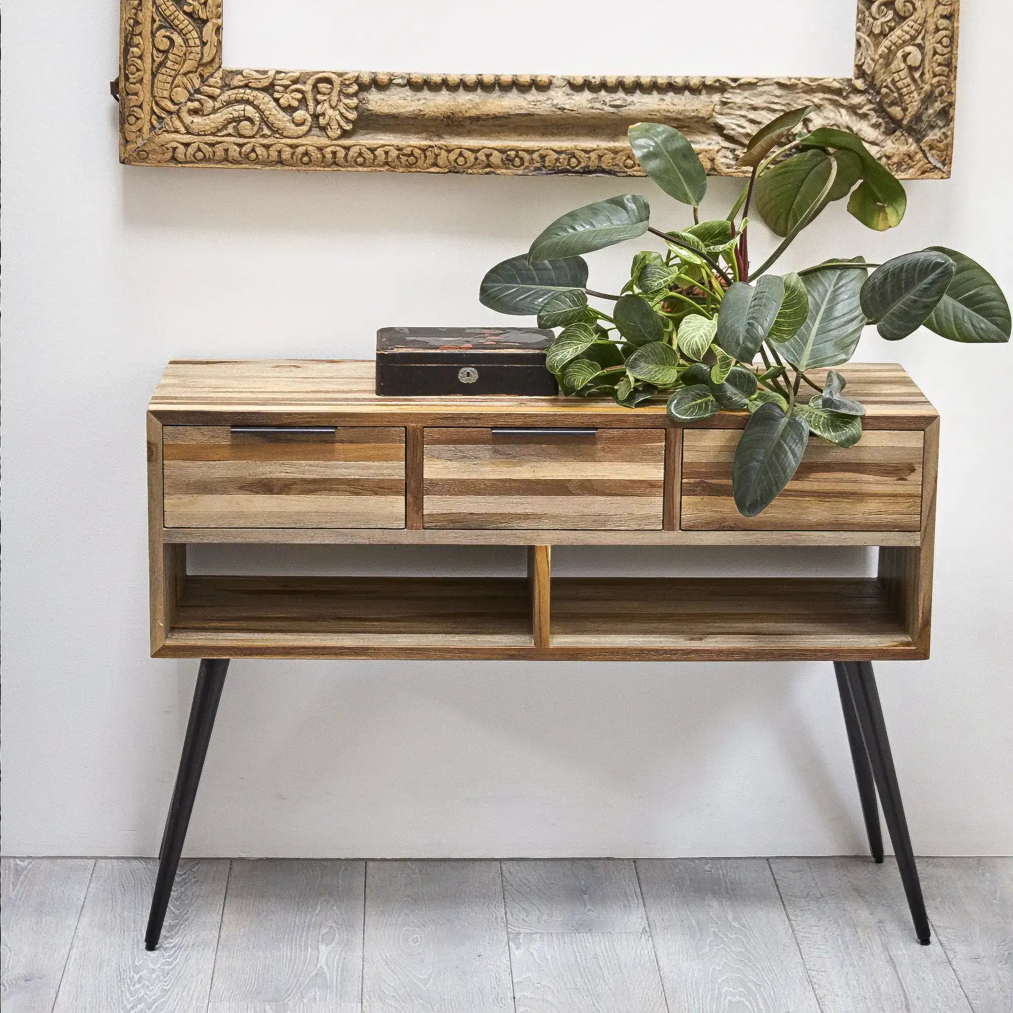 RECYCLED: Console Table with Drawers made of Recycled Teak