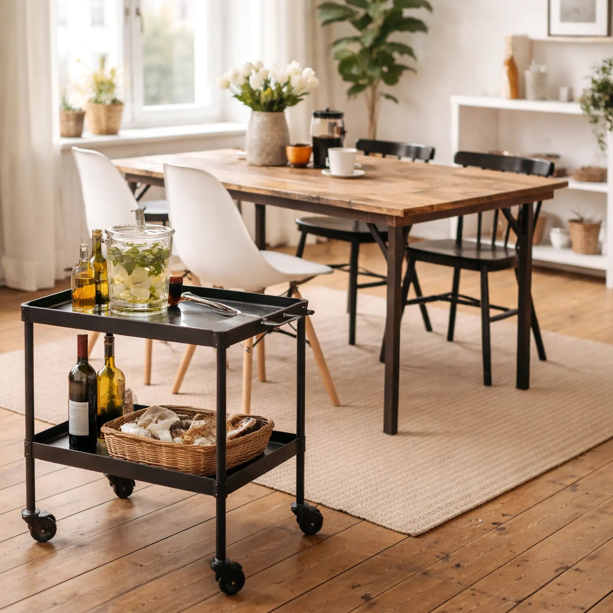 Rullebord i sort jern | Barvogn med industrielt design