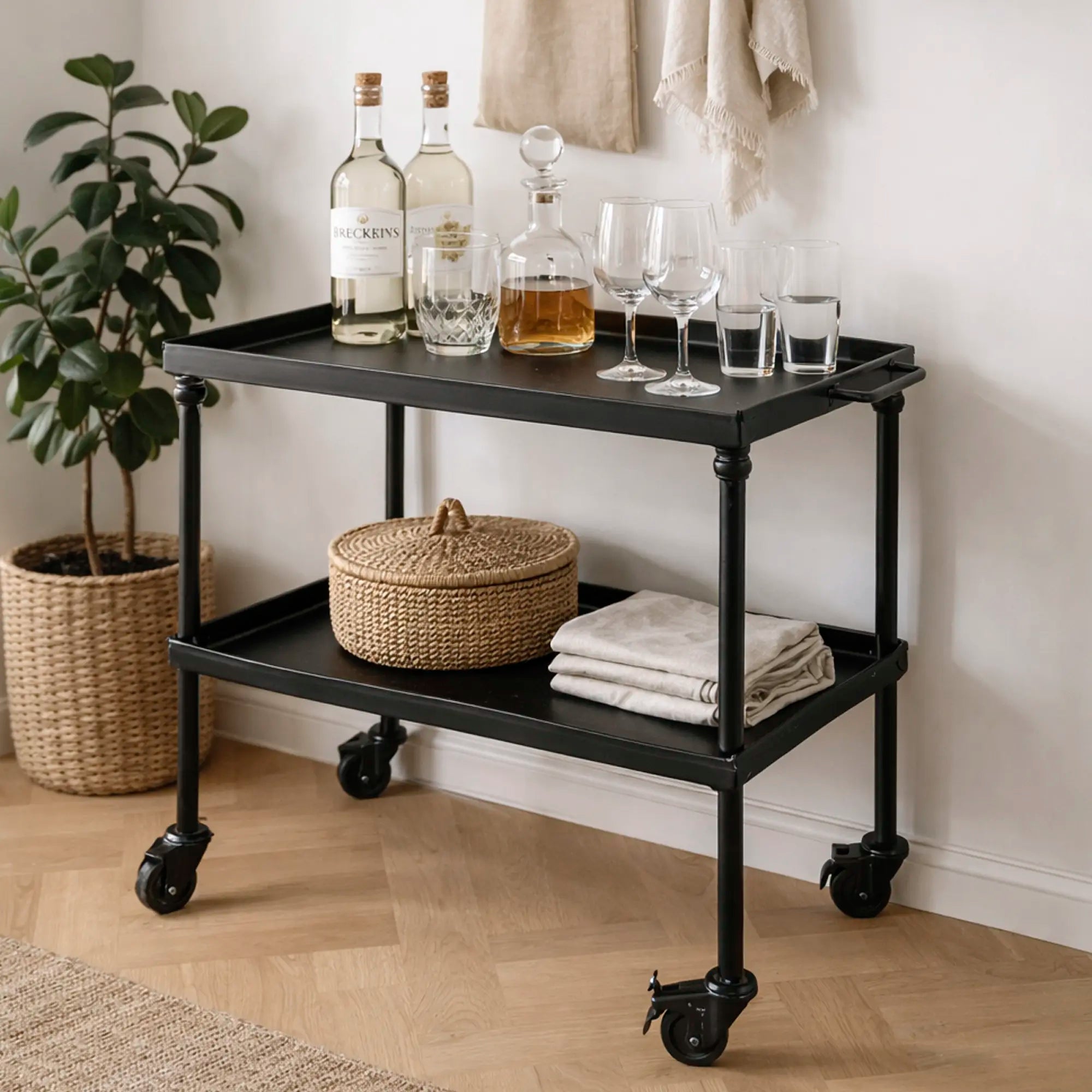 Rullebord i sort jern | Barvogn med industrielt design