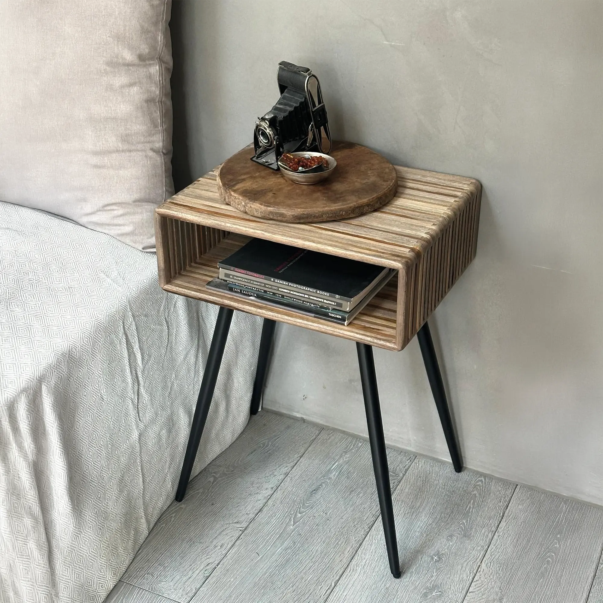 RECYCLED: Side or Bedside Table in Recycled Teak