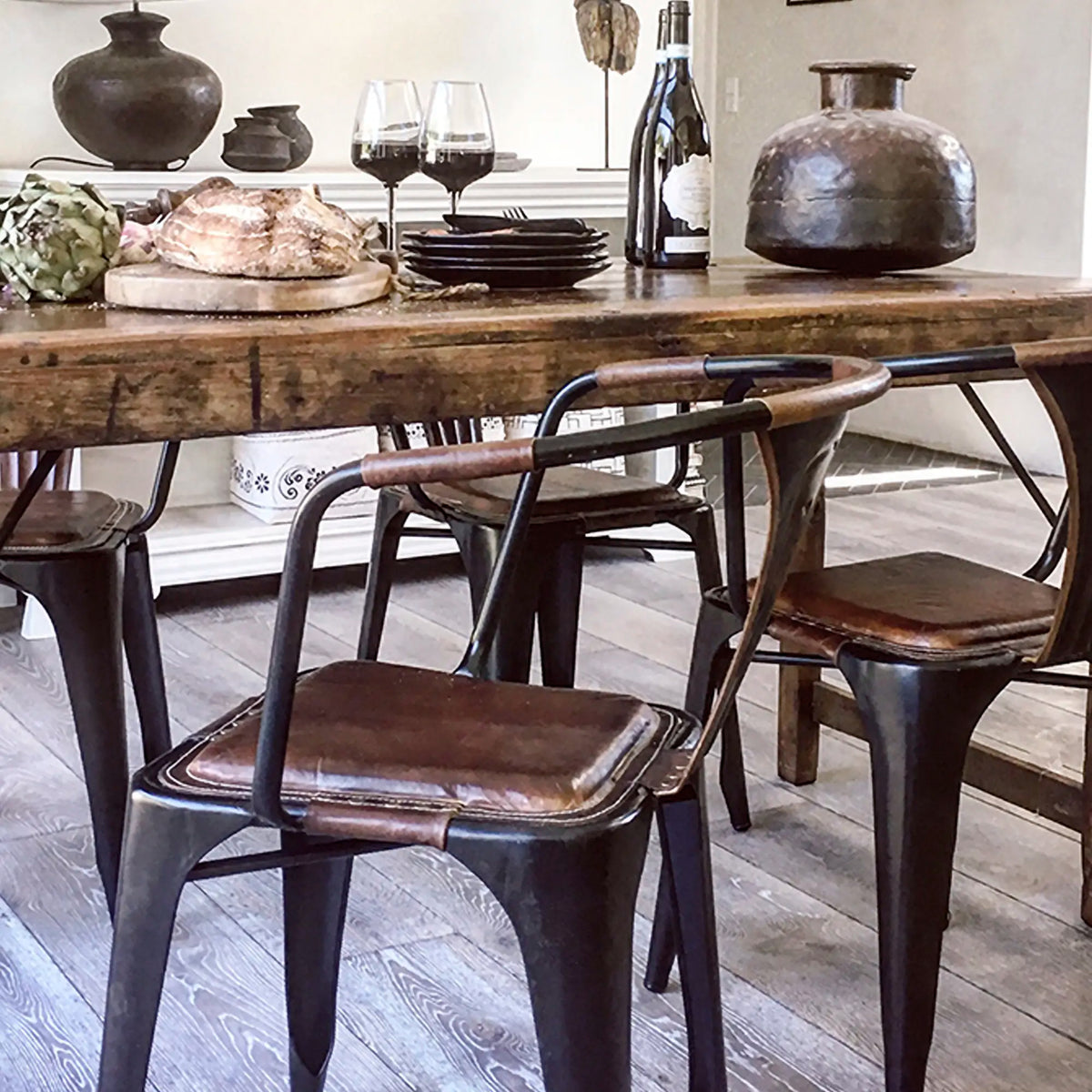 IRON AND LEATHER CHAIR