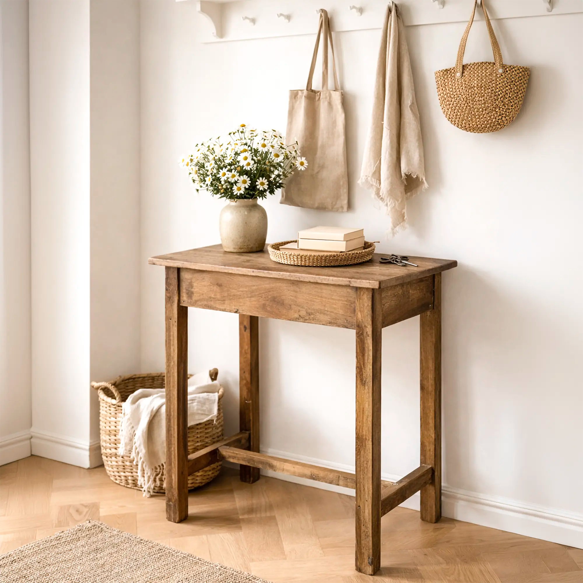 Originalt træbord med naturlig patina | Lille køkkenbord eller skrivebord