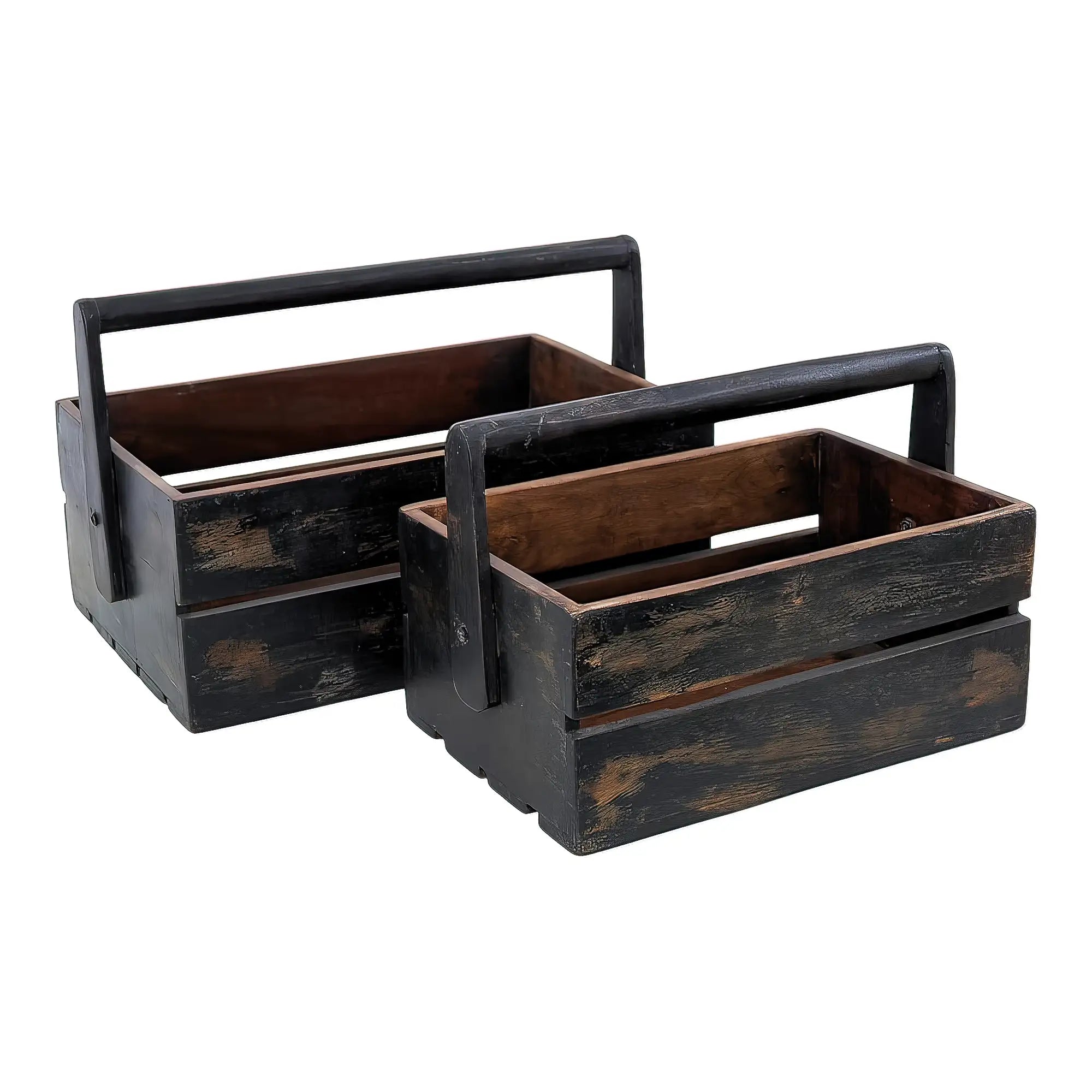 RECYCLED: Set of Wooden Crates Made from Recycled Wood, Black